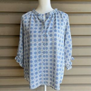 •Ruby Rd• Geometric Print Puff Sleeve Blouse - Size Medium